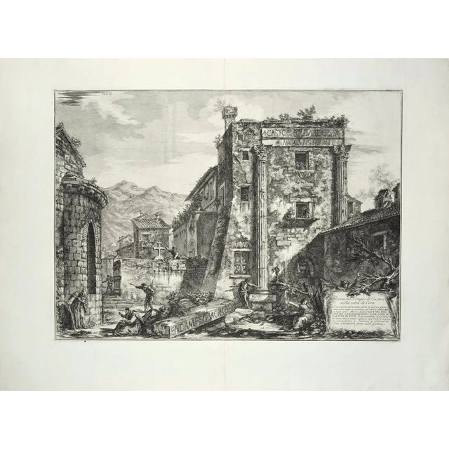 Rovine del Tempio de' Castori nella città di Cora - Etching by G. B. Piranesi 1764 For Sale - Image 3 of 3