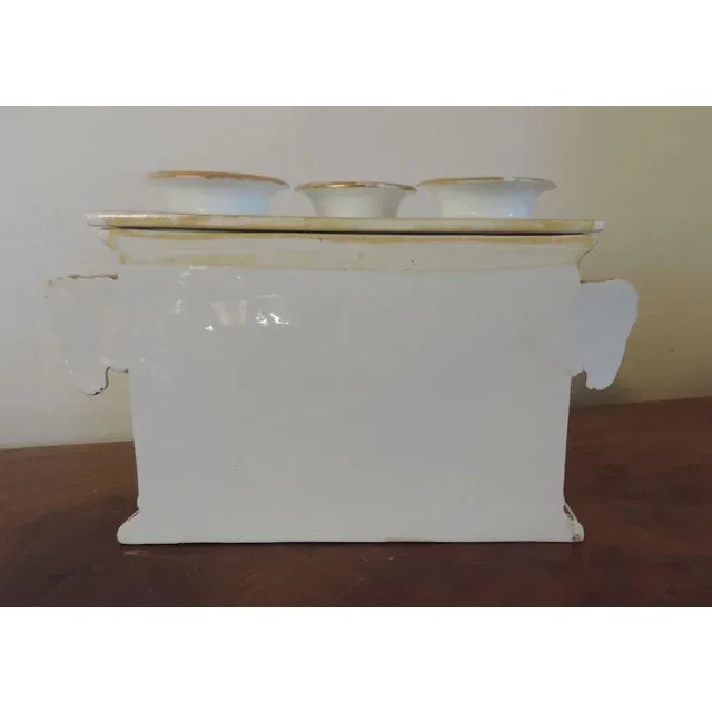 English Early 19th Century Porcelain Crocus Vase with Ram's Head Handles For Sale - Image 3 of 11