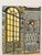 Pochoir print of a charming interior from Gazette du Bonton in 1914. Alternating patterns in ochre, gray-blue, and black...