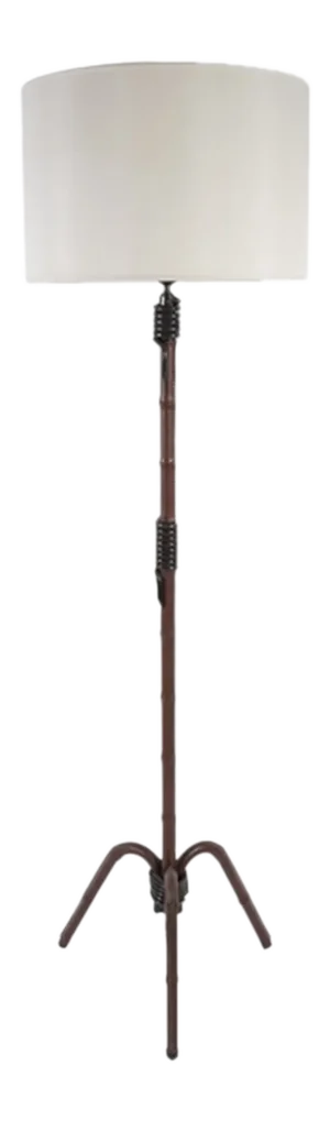Leather Sheathed Floor Lamp by Jacques Adnet