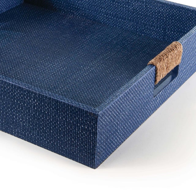 Traditional Regina Andrew Logia Square Tray Large in Indigo For Sale - Image 3 of 6