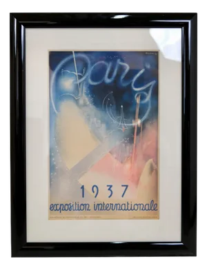Framed Advertising Poster for 1937 World Exhibition in Paris