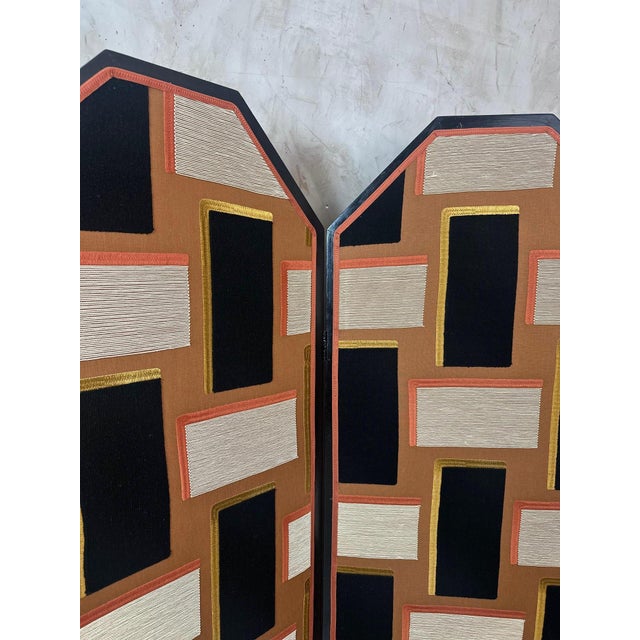 Brown Vintage Reupholstered Screen, 1920s For Sale - Image 8 of 18