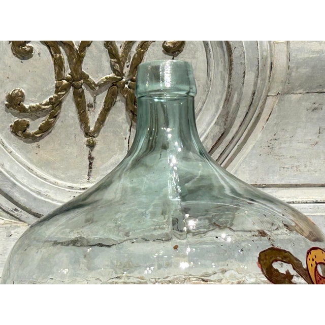 Transparent Hand Painted Antique Demi John Bottle From Normandy, France, ‘Pinot Noir’, Original Crate For Sale - Image 8 of 12
