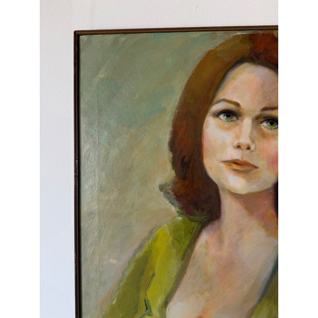 1970s 1970s Mid-Century Impressionist Woman Portrait Oil on Canvas Painting, Framed For Sale - Image 5 of 12