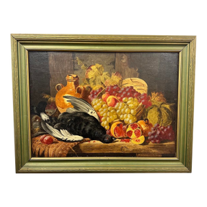19th Century Charles Thomas Bale Still Life With Fruit and Game – Oil on Canvas