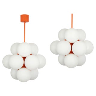 Sputnik Orange Pendant Light Opal Glass from Kaiser Idell / Kaiser Leuchten, Germany, 1970s For Sale