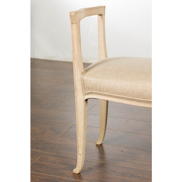 1920s French Carved Walnut Upholstered Bench with Natural Finish For Sale - Image 11 of 12