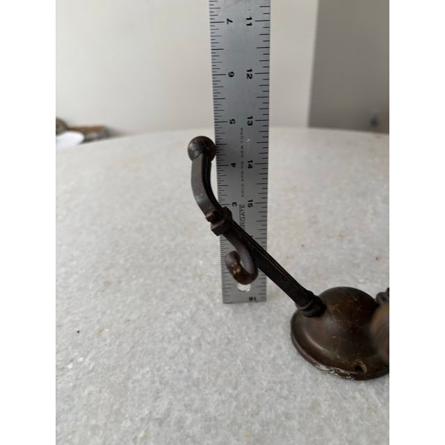 Metal Antique Bronze Double Arm Hall Wall Hooks. Set of Two For Sale - Image 7 of 8