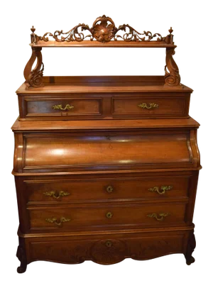 19th-Century French Walnut Chest/Etagere/Secretaire