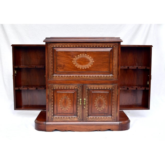 English Mid 20th Century Anglo Indian Dry Bar Cabinet Rosewood & Brass For Sale - Image 3 of 13