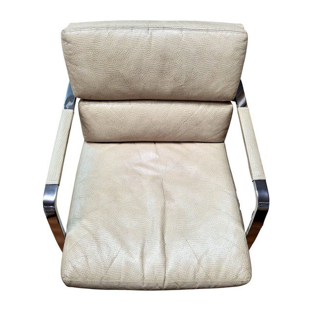 Mid-Century Modern Pair of Mid-Century Modern Milo Baughman-Style Leather and Chrome Lounge Chairs For Sale - Image 3 of 8