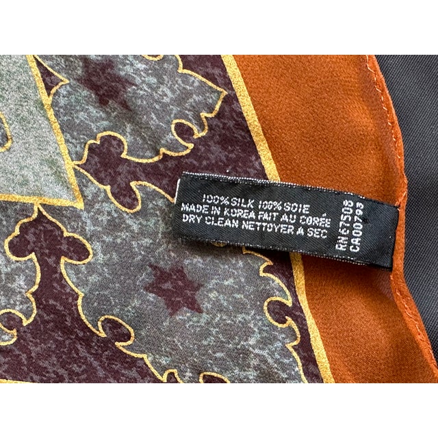 Vintage Silk Scarf Designer Textile For Sale - Image 11 of 12