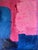 Textile Pink & Blue Composition Original Abstract Colorfield Painting on 46.5” by 36” Un Stretched 20 Oz Canvas For Sale - Image 7 of 7