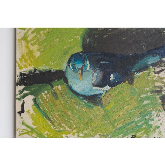 Portraiture Mid Century Pigeon Portrait, Original Vintage Oil Painting, 1960s For Sale - Image 3 of 8