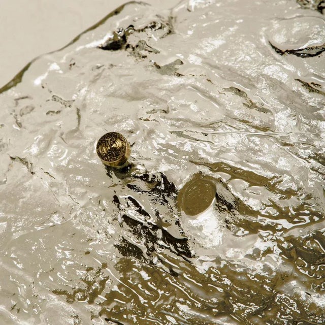 Gold Textured Wave Glass Flush Mount from Kaiser Leuchten, 1970s For Sale - Image 4 of 16