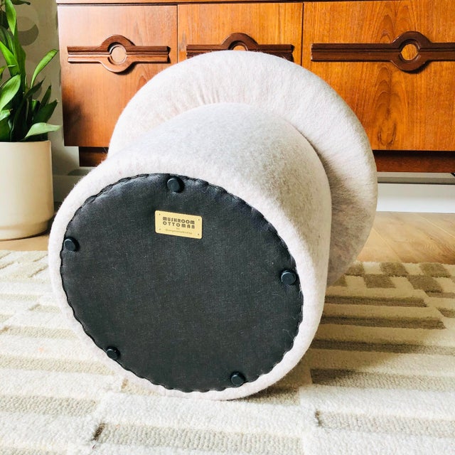 Mushroom Ottoman in Ivory Melange Wool For Sale - Image 10 of 11