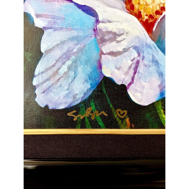 Pop Art Simon Bull, Vibrant Pop Art Flower Original Simon Bull Floral Giclee Canvas Painting Edition For Sale - Image 3 of 9