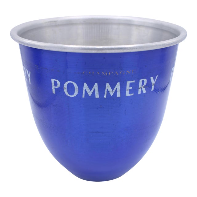 Vintage French Pommery Champagne Ice Bucket (Blue) For Sale