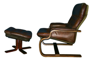Set of Mid-Century Modern Cantilever Lounge Chair and Ottoman, Norway, 1960s