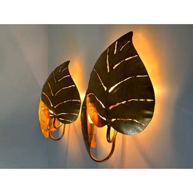 Large Mid-Century Double Leaves Monstera Sconces by Hans Kögl, 1970s, Set of 2 For Sale - Image 11 of 18