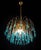 1960s Vintage Gold Rain Chandelier with Handmade Murano Glass Blue Drop, Italy, 1960 For Sale - Image 5 of 13