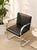 Mid-Century Modern Mid 20th Century Styled After Mies Van Der Rohe Flat Bar Brno Chair in Black Leather & Chrome For Sale - Image 3 of 12