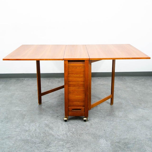 1960s Mid Century Danish Modern Dining Table Drop Leaf Gate Leg Folding Teak MCM For Sale In Sacramento - Image 6 of 12