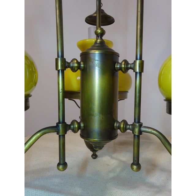 Large Vintage 3-Light Chandelier in Brass, Iron, and Glass, 1970s For Sale - Image 6 of 18