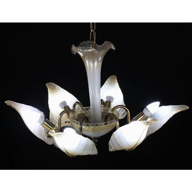 Exceptional Vintage 6-Light Gold Murano Glass Chandelier For Sale - Image 10 of 15