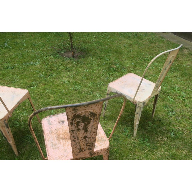 Metal Art Nouveau Bistro Garden Chairs from Tolix, Set of 3 For Sale - Image 7 of 11