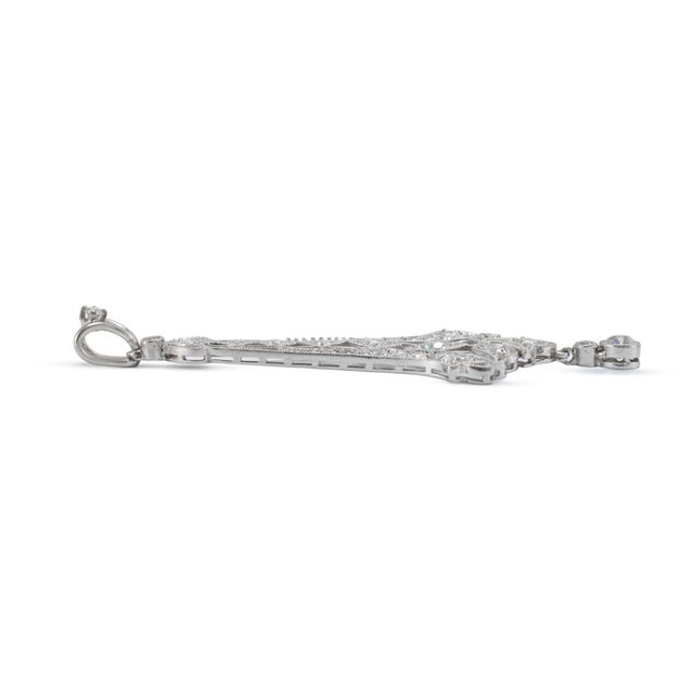 Antique Art Deco Platinum 1.06ctw Old European Diamond Drop Pendant For Sale In Houston - Image 6 of 8