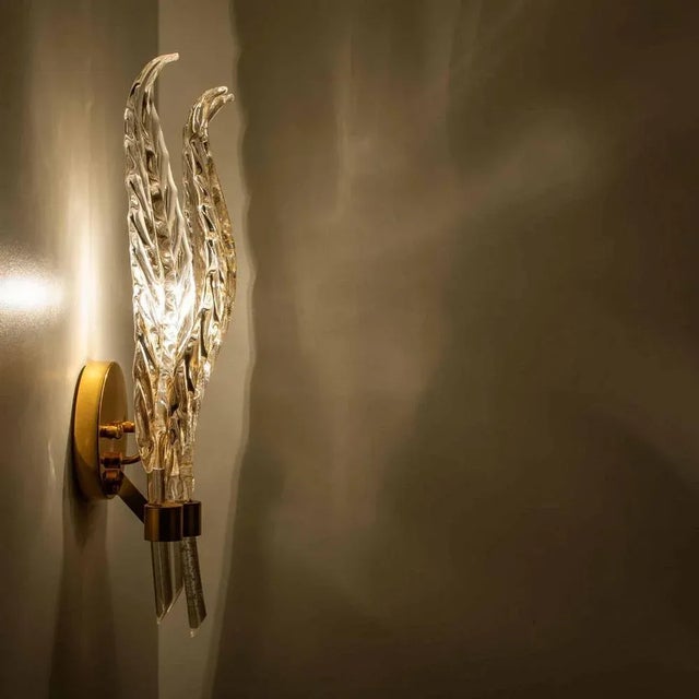 Glass Leaves Wall Sconces, 1970, Set of 2 For Sale - Image 14 of 18