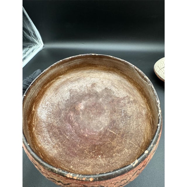 Peruvian Shapido Conido Style Polychrome Red Clay Pottery Vessel For Sale - Image 11 of 16