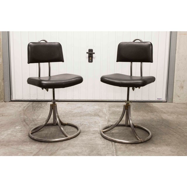 French Army Swivel Office Chair in Leather, 1960s For Sale - Image 4 of 18