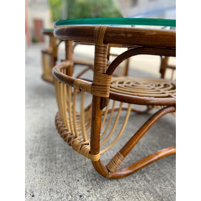 Pair of Bamboo + Rattan Side Tables | Style of Franco Albini For Sale In Tampa - Image 6 of 13
