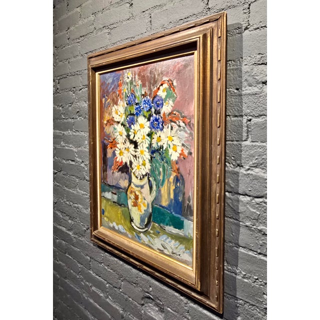 David Burliuk - Vibrant Floral Still Life in Vase– 1950s Oil Painting For Sale - Image 11 of 13