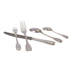 1990's Sterling Silver Hand-Crafted 5-Piece Place-Setting Clos-Lucé Pattern by Souche-Lapparra