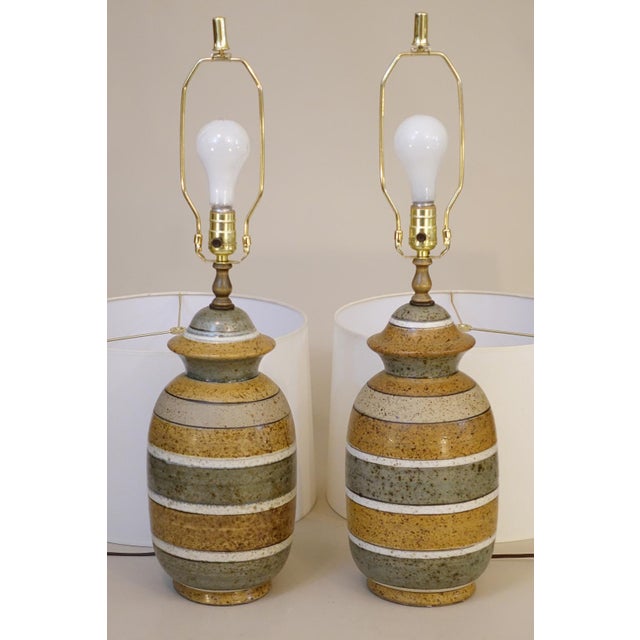 1960s Modern Ginger Jar Ceramic Art Pottery Table Lamps Bruno Gambone Italy - a Pair For Sale - Image 10 of 10