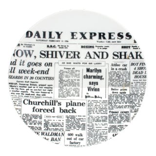 Early Piero Fornasetti Newspaper Plate, Daily Express, Giornali (Newspapers) For Sale