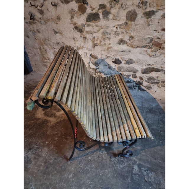 Mid 20th Century French Garden Bench, 1950s For Sale - Image 9 of 12