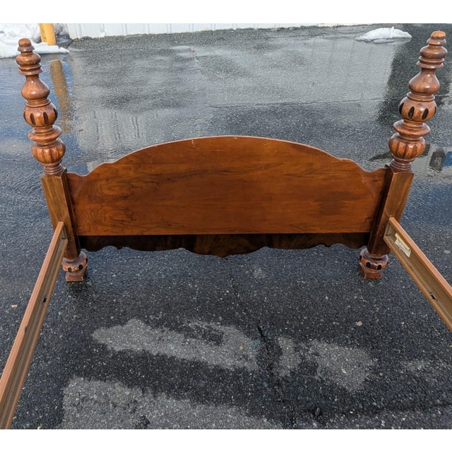 Wood 1990s Hand Carved Victorian Mansion Oak Bedframe | Full Size Solid Wood Bed Frame | Ornate Victorian Revival Traditional Furniture For Sale - Image 7 of 10