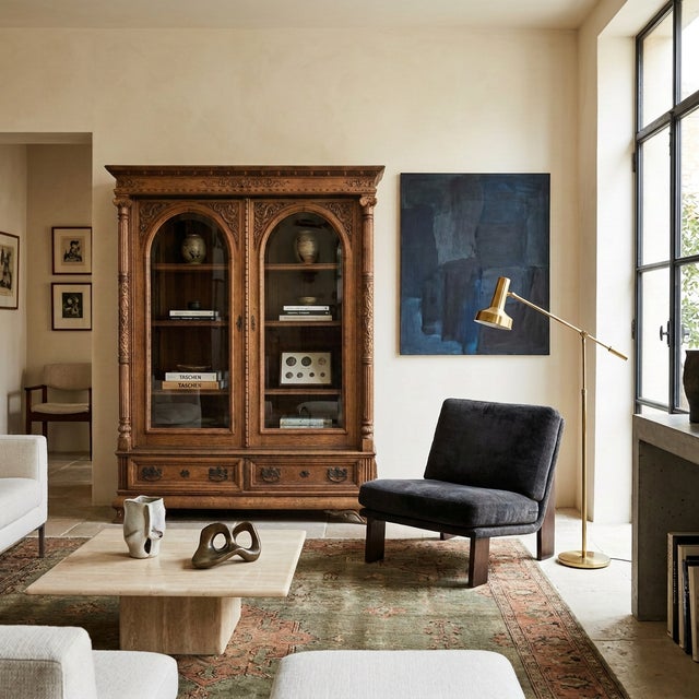 Late 19th Century Antique French Renaissance Revival carved oak bookcase. Constructed from solid oak with a medium to dark...