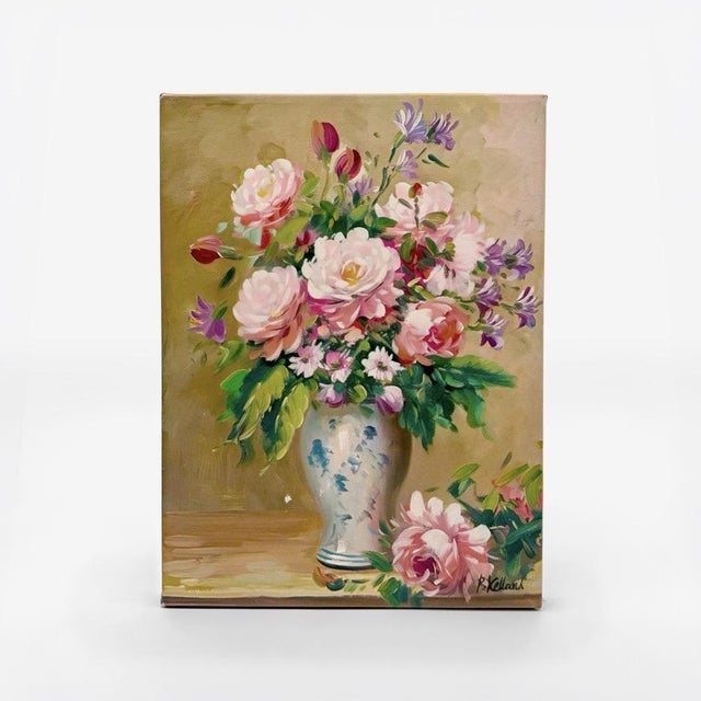Peter Kelland, Still Life with Peonies, 1960s, Oil Painting on Canvas For Sale - Image 6 of 6