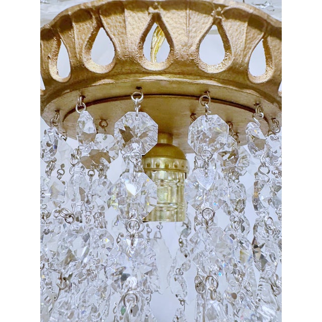1960s Italian Brass Rim Upside Down Layered Chandelier For Sale In New York - Image 6 of 9