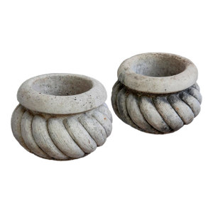 Vintage Concrete Planter Pots - A Pair