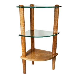 Early 20th Century Floating Glass Walnut Corner Table by Gilbert Rohde For Sale