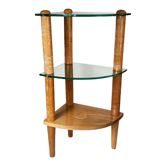 Early 20th Century Floating Glass Walnut Corner Table by Gilbert Rohde For Sale