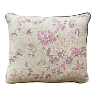 Cottagecore Rose and Stripe Decorative Pillow With Down Feather Insert For Sale