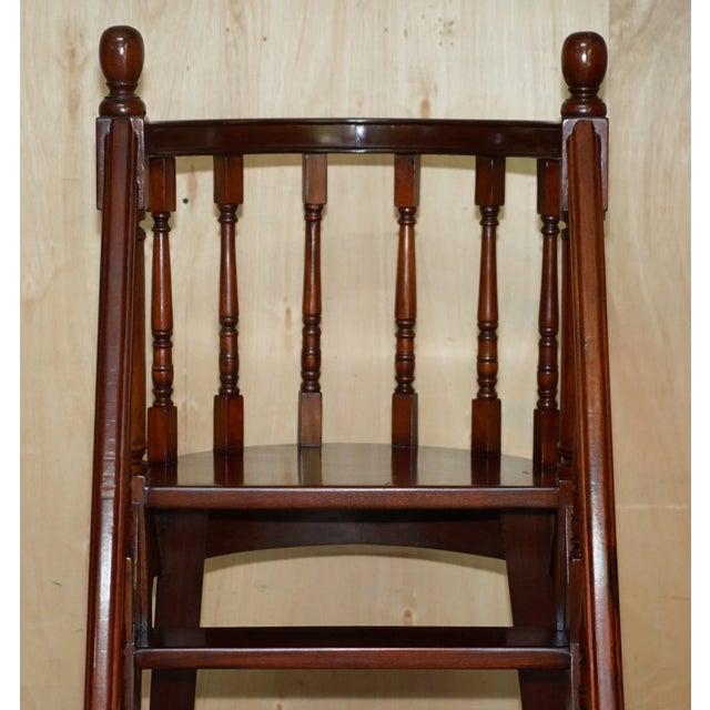 Tall Antique Georgian Style Mahogany Library Steps With Gallery Rail - 5'7" For Sale - Image 16 of 18
